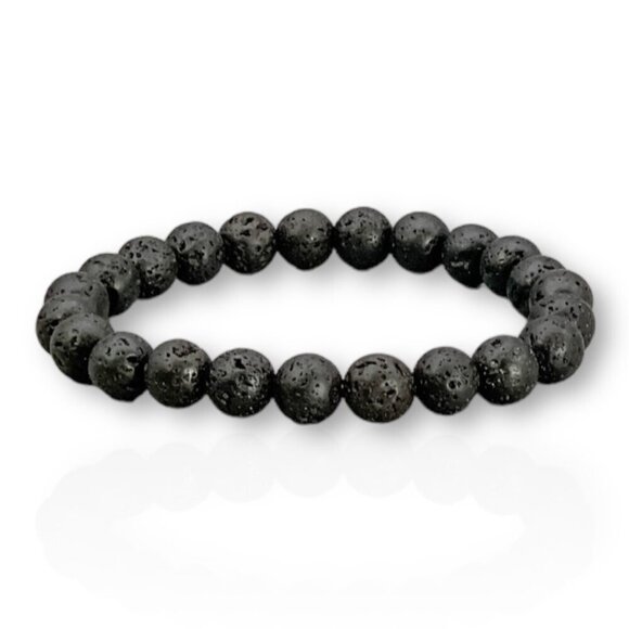 Lava Bead Bracelet, Black Volcanic Rock, Essential Oil Diffuser, Stretch - Picture 16 of 16